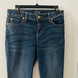 Cache jeans gold button straight leg.